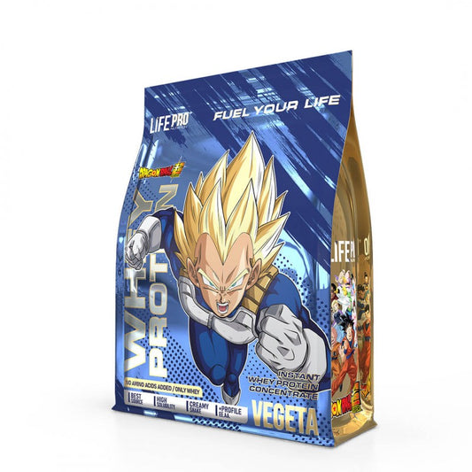 LIFE PRO WHEY DRAGON BALL SUPER LIMITED EDITION VEGETA 900G - SABOR: SNIIKEERS (CARAMEL CHOCO-PEANUT)