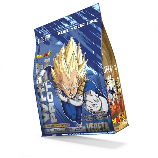 LIFE PRO WHEY DRAGON BALL SUPER LIMITED EDITION VEGETA 900G - SABOR: SNIIKEERS (CARAMEL CHOCO-PEANUT)